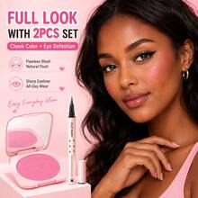 JOJO DIARY 2PCS/Blush + Eyeliner Set, Corrects Skin Tone, Natural Lightweight Effect, Long-Lasting, Waterproof And Sweatproof, Suitable For All Skin Types, Shapes Facial Contour - Multicolor - View 7
