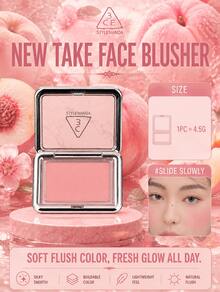 3CE Style Blush #Silky Peach Pink 4.5g, Fine Powder That Blends Smoothly Without Fallout, Softly Enhances Complexion, Suitable For Daily Light Makeup On All Skin Tones - #SLIDE SLOWLY - View 2