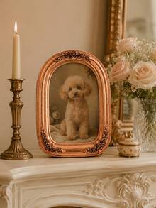 Antique Copper Photo Frame, Single Arched Picture Frame With Rose Floral Details And Distressed Metallic Finish, Decorative Tabletop Frame For Bedroom, Vanity, Living Room And Office - Multiple Styles - View 9