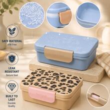 Portable Clamshell Bento Box With Compartments Lightweight Printed Lunch Container Leakproof Food Carrier For Student Worker Outdoor Daily Use - Western - View 5