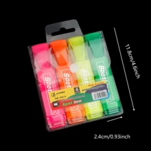 4/6pcs Assorted Fluorescent & Pastel Chisel Tip Highlighter Set, Quick-Drying, No Bleed, Odorless, 1-4mm Line Width, With Portable Clip, Suitable For Journaling, Note-Taking, School And Office Supplies, Back To School Essential - Single-tip Highlighter - View 6