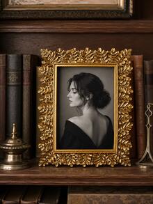 Vintage Gold Leaf Picture Frame, Single Ornate Botanical Photo Frame With Raised Branch And Foliage Border, Elegant Tabletop Display For Wedding, Family And Portrait Photos - New - View 4