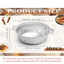 5/10pcs Disposable Round Aluminum Foil Pots With Lids, Thickened Material, Heat-Resistant & Leak-Proof, Portable Multi-Functional Disposable Cooking Containers, Suitable For Home Cooking, Camping, Picnic, Outdoor BBQ And More - Multicolor - View 9