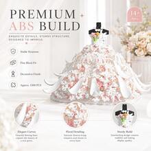 1500PCS White Wedding Dress Building Block Set, Floral Gown Brick Display Model, Elegant Dress Desktop Decor, Adult Collectible Building Set - Wedding Dress Building Blocks - View 2