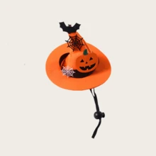 1pc New Halloween Pet Hat - Pumpkin Witch Hat, Suitable For Cats And Dogs - Party Costume Pet Supplies - Multicolor - View 9