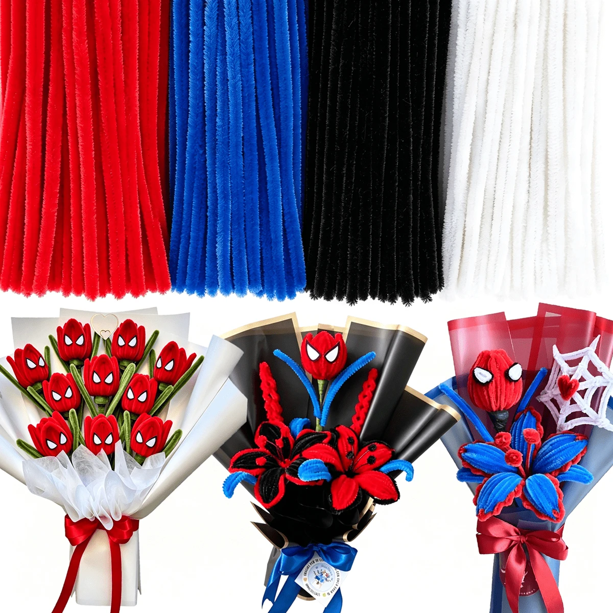 400/424 Peças Conjunto de Limpadores de Cano DIY com Tema, Material Macio, Denso e Grosso, Adequado para Fazer Flores, Rosas, Rosas Pequenas, Rosas Brancas, Árvores, Buquês, Aranhas, Animais, Plantas e Mais, Ideal para Entusiastas de Artesanato DIY, Presentes de Formatura, Volta às Aulas, Suprimentos de Sala de Aula e Escritório, Decoração Doméstica, Embalagem Criativa, Presentes de Feriado, Presentes de Aniversário - Multicolorido - Visão 1