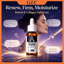 GZE Retinol Collagen Night Serum, Anti-Aging Facial Night Serum, Moisturizing Skin Care Serum, Reduces Wrinkles, 30ml/1.01fl.Oz - 30ml - View 2
