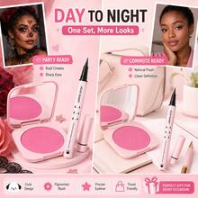 JOJO DIARY 2PCS/Blush + Eyeliner Set, Corrects Skin Tone, Natural Lightweight Effect, Long-Lasting, Waterproof And Sweatproof, Suitable For All Skin Types, Shapes Facial Contour - Multicolor - View 8