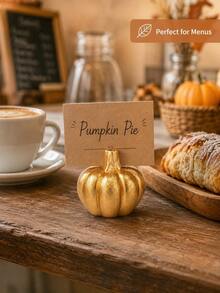 2 Pieces Pumpkin Place Card Holder Set, Gold Fall Tabletop Stands For Guest Names, Reserved Signs, Menu Cards And Photos, Harvest Wedding, Thanksgiving And Seasonal Home Decor - Multiple Styles - View 7