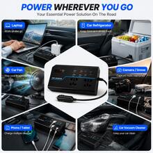 (200w / 100w) inversor de corriente automotriz, convertidor 12 - 24v, inversor universal multivehículo, toma de corriente con pantalla digital, con 4 puertos USB + 1 pd, 2 tomas de corriente universal, un cable de extensión circular, adecuado para automóviles y autocaravanas, etc. - G9-200W - Ver 6