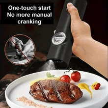 2pcs Electric Grinder Set (Includes Base + Brush), Separate Grinding For Pepper And Sea Salt, Battery Operated One-Touch Operation Portable, Ceramic Grinding Core More Durable, Suitable For Picnic, Kitchen, RV, Travel, Best Companion For Steak - 黑色 - 查看 10