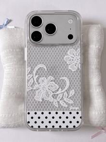 Fashionable Elegant Lace Mesh Flower Pattern Soft Transparent Phone Case Compatible With IPhone 18 17 Pro Max 18Pro 17Pro 16 Pro Max 16 15 14 13 Pro Max Stylish Lily Floral Clear Protective Cover - Lace Flowers - View 2