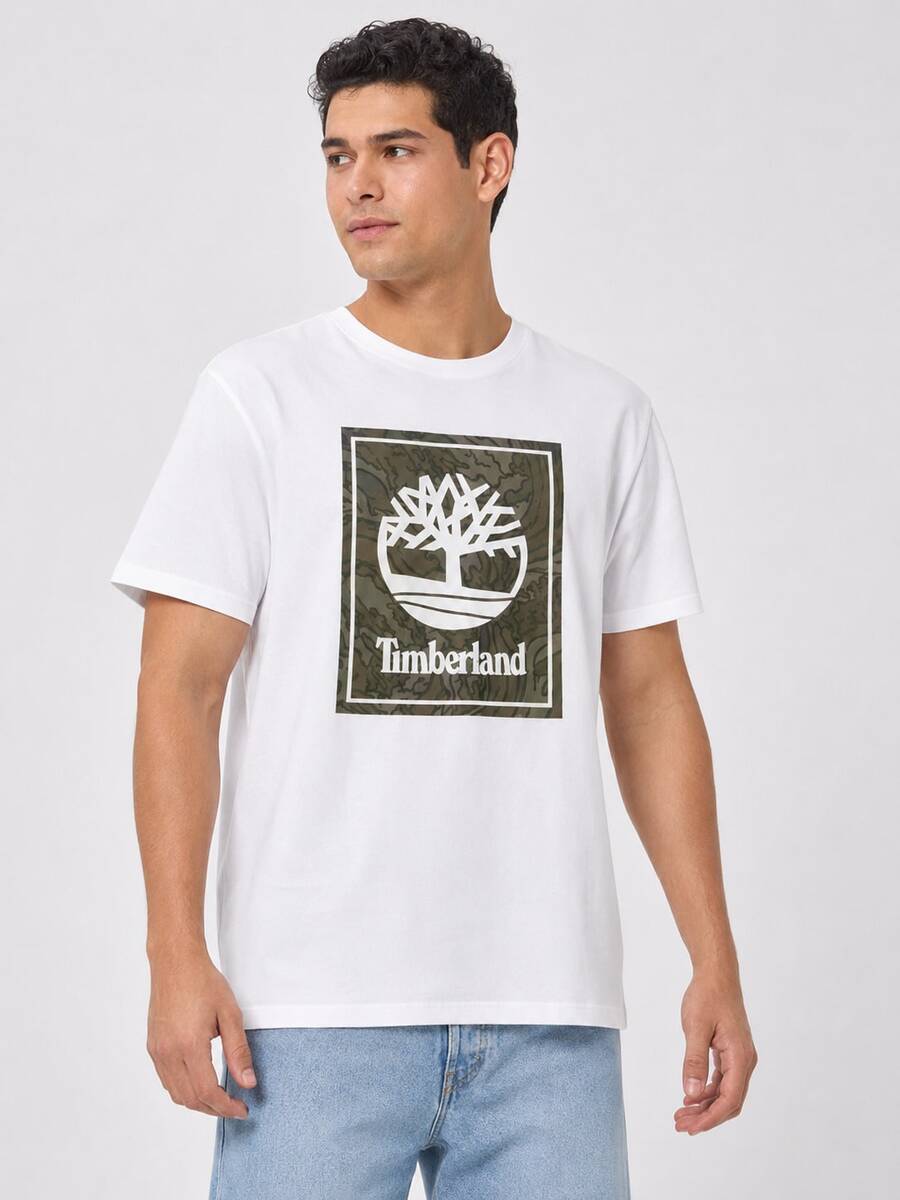 Timberland Men's Outdoor Casual Breathable Round Neck Printed Short Sleeve T-Shirt - White - View 1