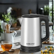 SOKANY 09022 電熱水壺，2.3L大容量，1500W高功率，附LED指示燈與水位視窗，360度旋轉底座，不鏽鋼機身，適合居家、廚房與辦公室使用 - 查看 1