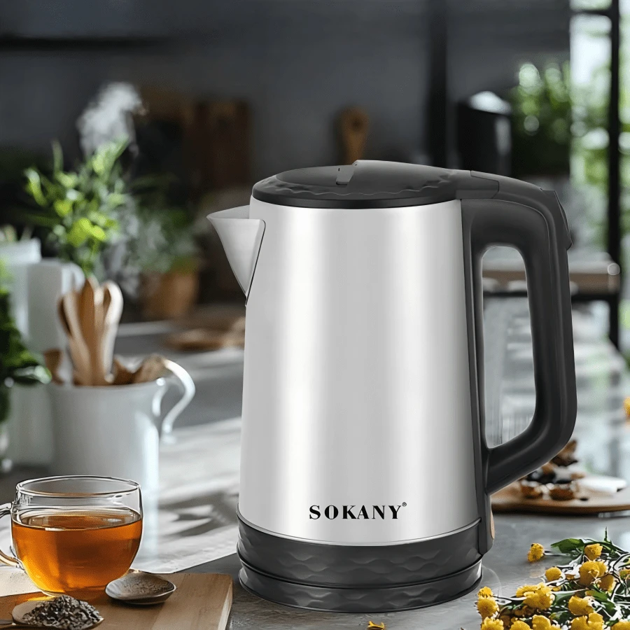 SOKANY 09022 電熱水壺,2.3L大容量,1500W高功率,附LED指示燈與水位視窗,360度旋轉底座,不鏽鋼機身,適合居家、廚房與辦公室使用 - 查看 1