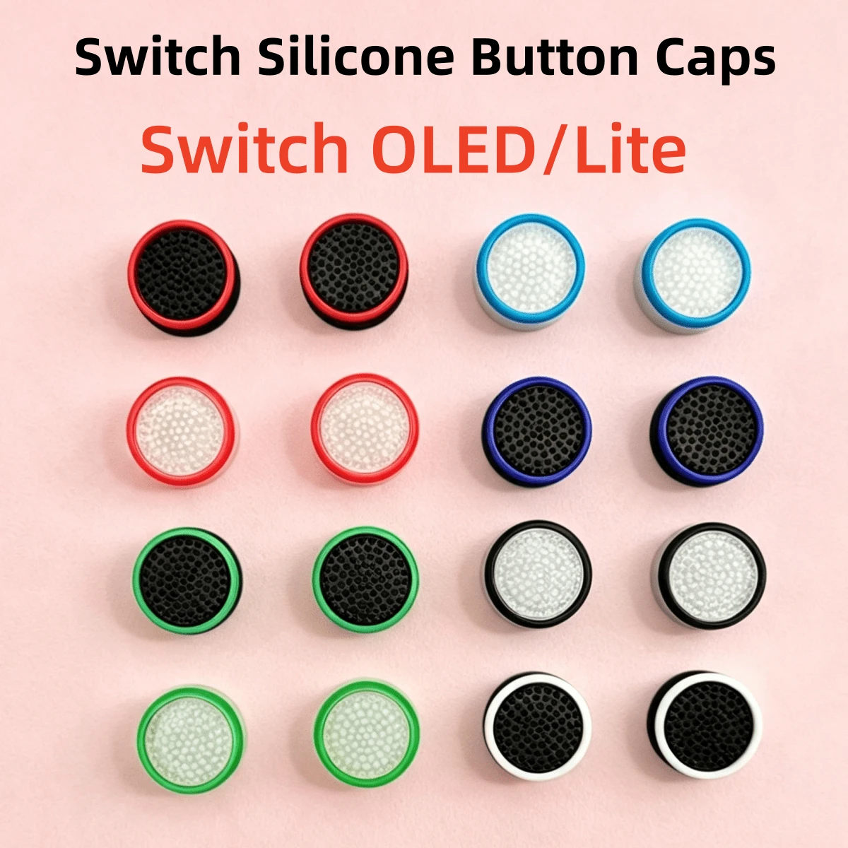 4個裝搖桿帽、搖桿套、搖桿保護套,相容於Switch OLED/Lite控制器,遊戲配件 - 查看 1
