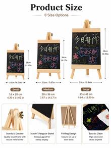 1pc Tabletop Mini Chalkboard With Wooden Easel Stand, Reusable Wipeable Blackboard Sign For Shop, Wedding & Party Decor - Multiple Styles - View 4