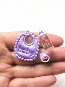 1 Set Dollhouse Decor, Includes Mini Bib, Pacifier, Baby Bottle Decor, Mini Scene Props And Photography Props, All Very Realistic. Great For Small Scene Matching. - Multicolor - View 3