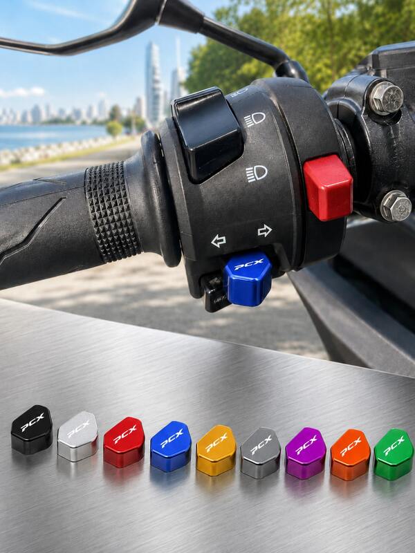 Motorcycle Turn Signal Switch Key Cap, CNC Aluminum Alloy Switch Button Cover, Handlebar Signal Light Controller Key Cap, Raised Thumb Button Decorative Cover, Scooter Modification Part, Motorcycle Handlebar Accessory