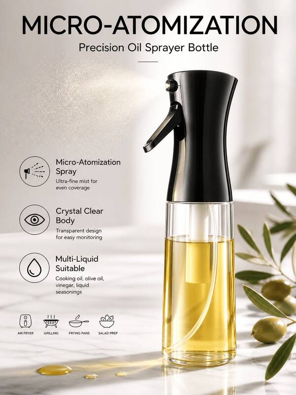 SMEGGEMS 1pc 300ML Baking Oil Spray Bottle, Edible Oil Sprayer, Air Fryer Spray Bottle, Kitchen Baking Supplies, Rapeseed Oil Sprayer, Salad Making, Baking, Frying, Grilling, Greasing, Beauty Salon, Hairdressing