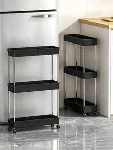 2/3/4-Tier Portable Storage Cart, Suitable For Narrow Spaces, 13cm Wide, Hollow Drainage Design, With Movable Casters And Drainage Mesh, Metal Tube Mobile Kitchen Storage Rack, Room Decor Storage Shelf Organizer, Kitchen Essential - Multicolor - View 6