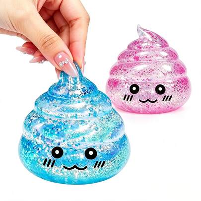 1pc Vasel Ine Halloween Trans Parent Prank Squ Eeze Toy TPR Poop Stress Squ Ish Toy, Aesthetic Cartoon St Yle Pink Glitter Trans Parent Poop Sha Pe Jelly Texture Squee Zer, Halloween Night Trick Party Toy, Random Style-Squishy