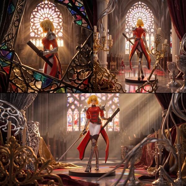 1pc Anime Figurine Blonde Knight Girl Model | Dual-Wielding Red And White Swords Armor Statue | Sacred Cathedral Stained Glass Desktop Ornament | Anime And Fantasy Enthusiast Collectible Gift | Collection-Grade And Youth Figurine | Toy | Professional Painting Craft | Bookstore Display And Decoration | Best Gift For Friends, Couples, Family | Christmas, New Year, Halloween Holiday Gift Choice | This Is A Gift That Is Hard To Resist