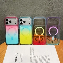 متوافق مع حافظة هاتف Apple 18 Pro، حافظة INS Dopamine 17 شفافة كريستالية مغناطيسية، 18 PM بتدرج ثنائي اللون، 16 15 14 13 - Q3456 - مشاهدة 3