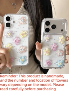 Sommer Süß 3D Bunte Blumen Lilie Gänseblümchen Pailletten Transparente Epoxidharz Handyhülle Kompatibel mit iPhone 17 Pro Max, 17 Pro, 17, 16 Pro Max, 16 Pro, 16, 15 Pro Max, 15 Pro, 15, 14 Pro Max, 14 Pro, 14, 13 Pro Max, 13 Pro, 13 Mode Transparente Stoßfeste Schutzhülle - Glitzerlilie - Übersicht 8