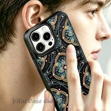 4350[2D Print] Luxury Dark Filigree Printed Phone Case, Flip Wallet Phone Case with 3 Card Slots, You Can Insert Credit Card Cash, Hand-stitched with High Quality For phone 17 Pro Max/17 Pro/17 Air/16 Pro Max/16 Pro/15 Pro/15 Plus/14 Pro Max/13/12/11 Viral Fashion - Braun - Übersicht 2