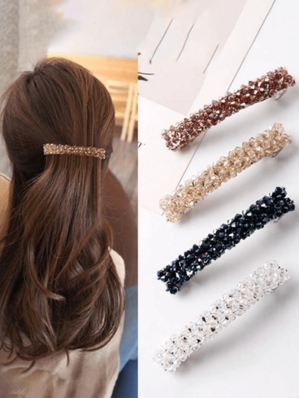 4pcs Simple Crystal Temperament Spring Clip