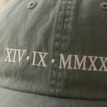 1pc Personalized Roman Numeral Date Embroidered Distressed Baseball Cap, Vintage Washed Cotton Adjustable Strap Design, Minimalist Casual Custom Sun Hat, Couple Anniversary Gift, Wedding Anniversary Birthday Present, Christmas Gift - Multicolor 4 - View 7
