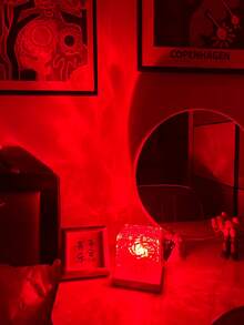 1pc LED Wave Projection Lamp With Touch/Remote Control, Glowing Cube Crystal Light, 16 Color Modes, USB Powered, Suitable For Bedroom, Living Room, Camping - Portable Tabletop Adjustable Lamp, Romantic Room Decor - 彩色 - 查看 1