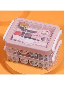 30pcs Sewing Kit Set, Portable Large 3-Layer Sewing Box For Home Mending, Portable 3-Layer Sewing Bag With Transparent Storage Box Fabric Organizer Sewing Storage - A - View 9