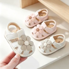 1 Pair Soft Bottom Squeaky Shoes For Babies, Cute Cartoon Fresh Style Prewalker Shoes, Outdoor Closed-Toe Sandals - Pink - View 5