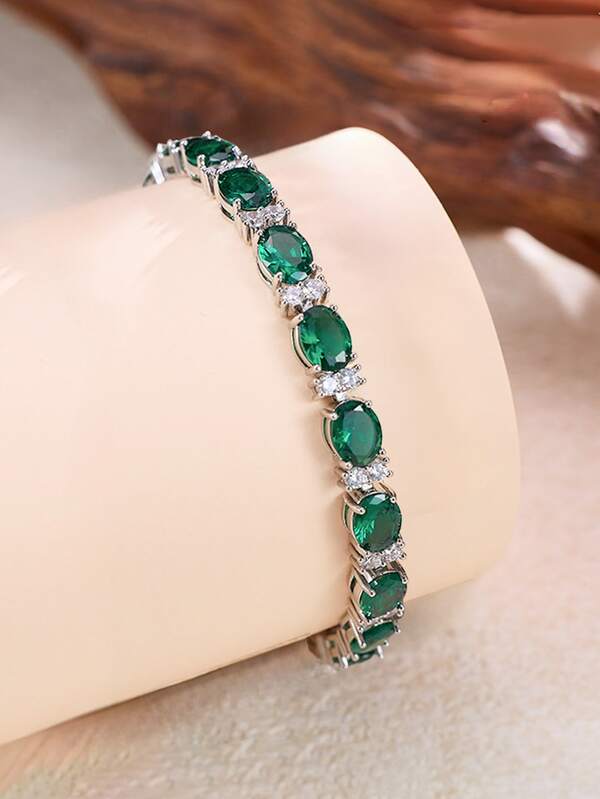 Pulseira Feminina de Cobre Luxuosa e Requintada / Pulseira de Tênis com Zircônia de Cristal Verde Incrustada, Joia de Casamento Feminina. Adequada para Uso Diário/Verão/Férias/Praia, Dia dos Namorados, Dia das Mães, Presentes de Natal. Tornozeleira Feminina de Cristal Falso Roxo Vintage e Zircônia Cúbica, Pulseira de Corrente de Luxo de Alta Qualidade Feminina, Tom Dourado, Pulseira de Pedra de Nascimento, Presente Perfeito, Acessório de Casamento / Acompanha Corrente de Extensão.