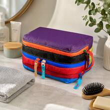 Tas Kosmetik Blok Warna yang Dipersonalisasi, Tas Organizer Kosmetik Kapasitas Besar Multi-Lapisan, Tas Perlengkapan Mandi Portabel untuk Perjalanan dengan Warna Kontras yang Modis - MultiWarna - View 6