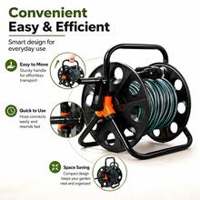 Heavy-Duty Garden Hose Reel With Foldable Handle , Featuring A Wrap-Around Design For Tool-Free, Effortless Storage. Ideal For Lawns, Garages, Car Washing, And Gardening Hose Organization ,Compact Storage Solution. - Black - View 3