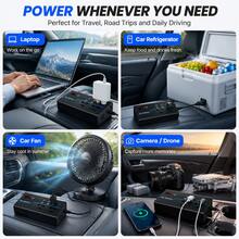 (200w / 100w) inversor de corriente automotriz, convertidor 12 - 24v, inversor universal multivehículo, toma de corriente con pantalla digital, con 4 puertos USB + 1 pd, 2 tomas de corriente universal, un cable de extensión circular, adecuado para automóviles y autocaravanas, etc. - G9-200W - Ver 5