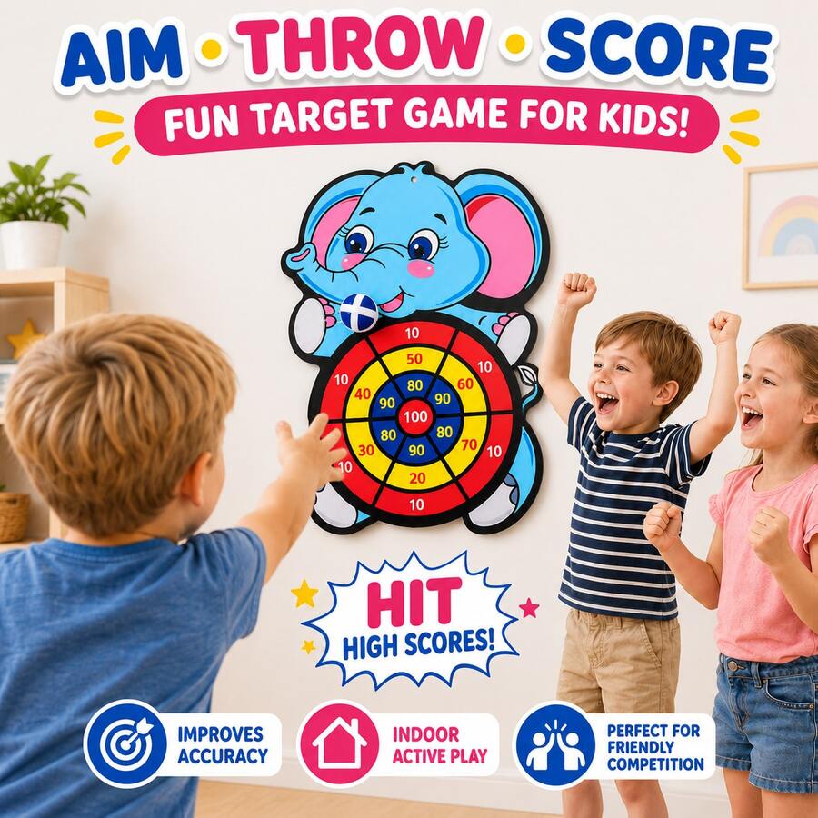 New Large Cartoon Animal Unicorn Sticky Ball Dart Board Toy, Suitable For Children's Puzzle Solving, An Excellent Choice For Parents And Kids To Engage In Indoor And Outdoor Interactive Games, And A Popular Party Game Loved By Children
