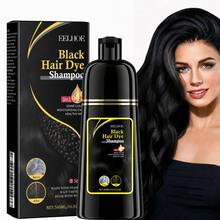 EELHOE 500ml Black Hair Dye Shampoo 3-In-1 - Ammonia-Free Natural Herbal Formula With Polygonum Multiflorum & Ginger, Moisturizing & Long-Lasting - Unisex 16.90oz, Instant Dissolve For Christmas/New Year Gifts - 黑色 - 查看 4