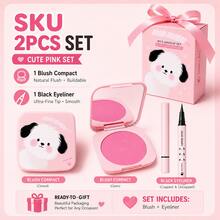 JOJO DIARY 2PCS/Blush + Eyeliner Set, Corrects Skin Tone, Natural Lightweight Effect, Long-Lasting, Waterproof And Sweatproof, Suitable For All Skin Types, Shapes Facial Contour - Multicolor - View 2