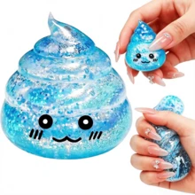 1pc Halloween Prank Texture Transparent Squeeze Toy TPR Poop Stretch Squishy Toy, Sweet Kawaii Style Silver Sequins Crystal Clear Poop Shape Hand Fidget Relax Toy, Halloween Costume Party Prank Prop, Random Style-Squishy Box Mystery - Multicolor - View 10
