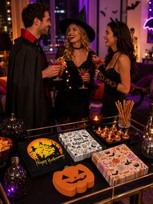 4 Styles Halloween Theme Paper Napkins 80pcs Total 20pcs/Style 6.5x6.5 Inch Scary Pumpkin Ghost Witch Print Dinner Napkins Halloween Party Table Decor - Halloween Multi-style Costume Set - View 8