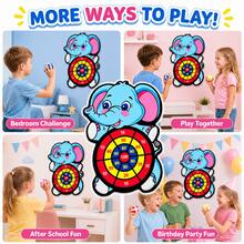 New Large Cartoon Animal Unicorn Sticky Ball Dart Board Toy, Suitable For Children's Puzzle Solving, An Excellent Choice For Parents And Kids To Engage In Indoor And Outdoor Interactive Games, And A Popular Party Game Loved By Children - Elephant [Blue] - View 4