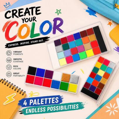 JIHUIPAI 12-20-24-26 Color Art Painting Paint Set, Pure Formula, Vibrant Colors, High Saturation, Soft Paste, Oil-Based Coating, Gouache Colors, Suitable For Art Painting And Doodling, Ideal For Halloween, Christmas, Easter DIY Creations