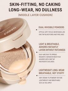 NOVO 3‑Layer All‑In‑One Cushion Cream, Foundation Concealer & Setting Powder Integrated, Even Skin Tone, Waterproof Sweat‑Resistant, For Beginners Summer Daily Travel Quick Makeup - 02#Soft Mist Flawless Skin - View 7