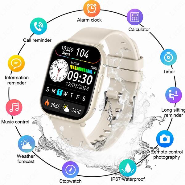 Simson Power 300mAh Neutral Style HD Full Screen Soft Silicone Strap Wireless Call Multi-Sport Mode Message Reminder Fitness Tracking Music Control Remote Camera Control Sports Smartwatch, Suitable For Men And Women