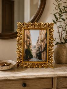 Vintage Gold Leaf Picture Frame, Single Ornate Botanical Photo Frame With Raised Branch And Foliage Border, Elegant Tabletop Display For Wedding, Family And Portrait Photos - New - View 3