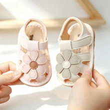 1 Pair Soft Bottom Squeaky Shoes For Babies, Cute Cartoon Fresh Style Prewalker Shoes, Outdoor Closed-Toe Sandals - Pink - View 4